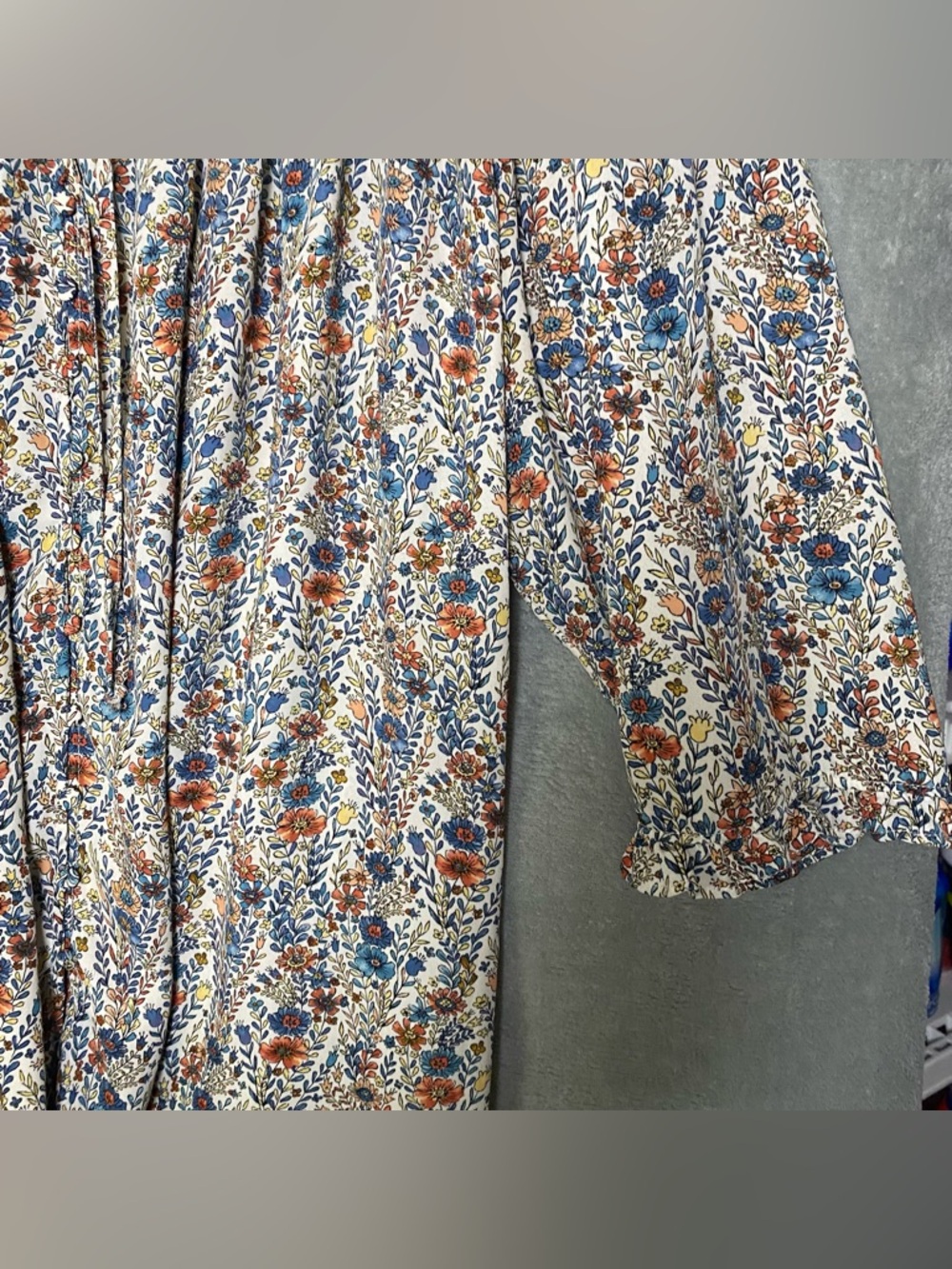 Rose + Olive Floral Sheer Boho Top 2X Multicolor Feminine Romantic work Blouse - Picture 3 of 8
